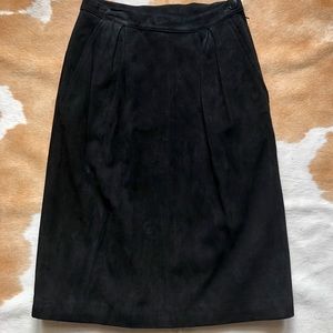 Yves Saint Laurent YSL black suede pencil skirt
